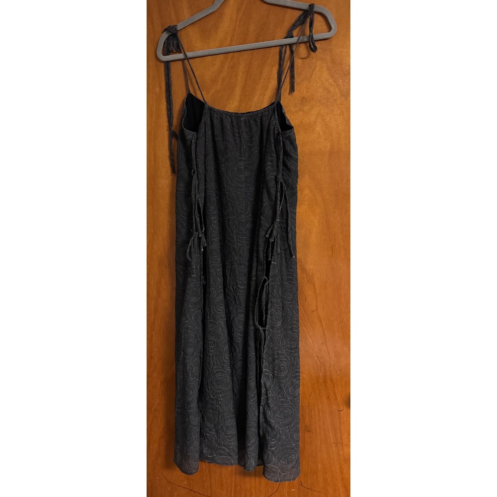 Lisa Says Gah Mar Tie Midi Dress Black Rose Jacquard Side Tie Spaghetti Strap S - Picture 7 of 10